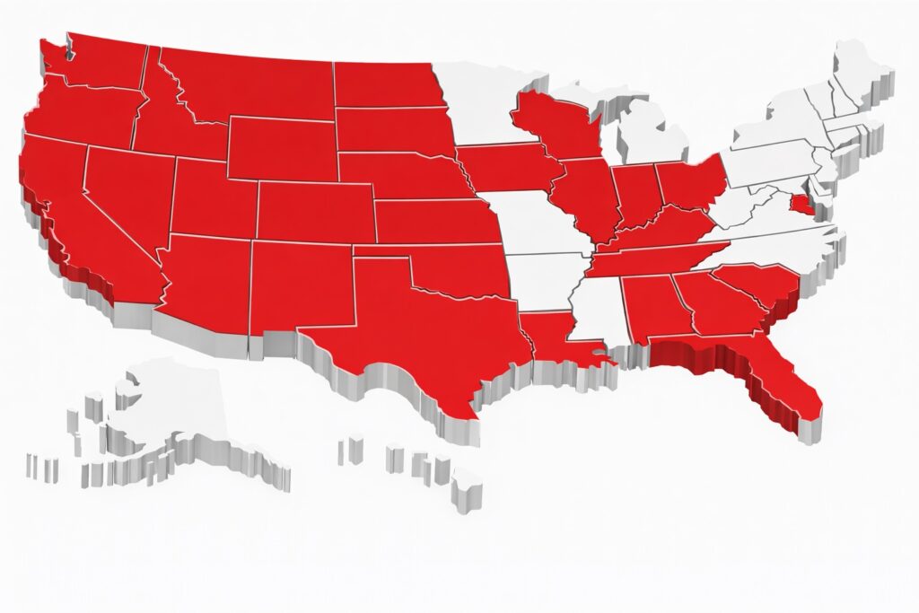 United States with MedRx Infusion's service areas.